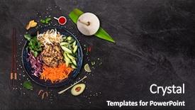  Presentation with thai food - Audience pleasing slide deck consisting of bun bo nam bo asian backdrop and a dark gray colored foreground