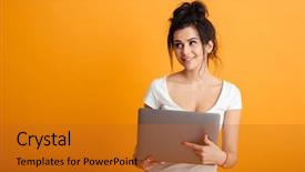  Presentation with basic - PPT theme consisting of bun holding silver personal computer background and a gold colored foreground