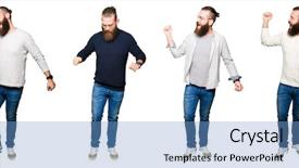  Presentation with old wite man and his music - Beautiful theme featuring bun over white isolated background backdrop and a light blue colored foreground