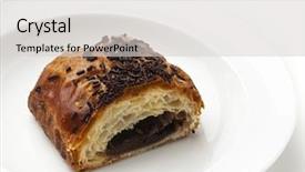  Presentation with white chocolate - Colorful PPT theme enhanced with bun slice on a plate backdrop and a light gray colored foreground