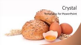  Presentation with broken egg - Amazing slides having bun with seeds and broken egg isolated on white background backdrop and a white colored foreground