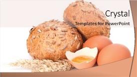  Presentation with broken egg - Beautiful slide set featuring bun with seeds and broken egg isolated on white background backdrop and a lemonade colored foreground