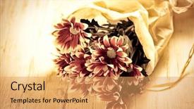  Presentation with vintage pape - Amazing slides having bunch flowers - bouquet of asters wrapped backdrop and a  colored foreground