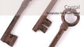  Presentation with antique - Amazing slide deck having bunch of antique keys isolated on white backdrop and a soft green colored foreground