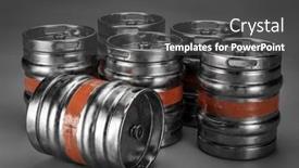  Presentation with bunch - Colorful slide set enhanced with bunch-of-beer-kegs-shot backdrop and a dark gray colored foreground