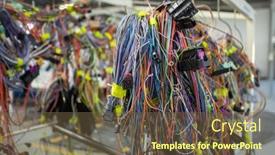  Presentation with electric car - Presentation featuring bunch-of-car-electric-harnesses background and a tawny brown colored foreground