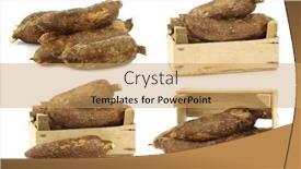  Presentation with cassava - Slide set consisting of bunch-of-cassava-roots background and a yellow colored foreground