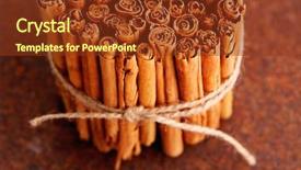  Presentation with bunch - PPT theme featuring bunch of ceylon cinnamon on brown - herbs and spices background and a tawny brown colored foreground