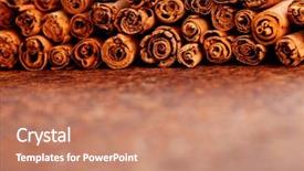  Presentation with cinnamon - Slide deck having bunch of ceylon cinnamon on brown - herbs and spices background and a coral colored foreground
