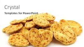  Presentation with white cheese - PPT theme consisting of bunch of cheese pretzels on a white background background and a white colored foreground