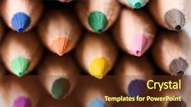  Presentation with colored pencils - Presentation theme having bunch of colored pencils closeup background and a tawny brown colored foreground
