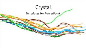  Presentation with cables - Colorful slide deck enhanced with bunch of colorful cables isolated on white background backdrop and a white colored foreground