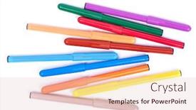  Presentation with pen - Presentation having bunch-of-colorful-felt-pen background and a lemonade colored foreground