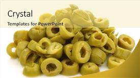  Presentation with olive green - Amazing PPT theme having bunch of cut green olive backdrop and a yellow colored foreground