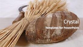  Presentation with linen - Cool new presentation theme with bunch of dell ultrasharp u2713h 27''wheat ears with vintage handmade reaper hook sickle and rye dark french fresh bread loaf on white linen tablecloth backdrop and a tawny brown colored foreground