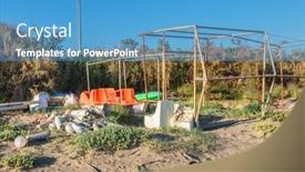  Presentation with garbage - Theme consisting of bunch-of-different-beach-garbage background and a teal colored foreground