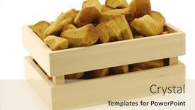  Presentation with sinterklaas - Theme enhanced with bunch of dutch traditionally baked pepernoten eaten at dutch festivities around december 5th called sinterklaas in a wooden box on a white background background and a lemonade colored foreground