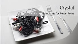  Presentation with cables - Cool new presentation design with bunch of electronic cables served backdrop and a light gray colored foreground