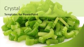  Presentation with celery - Cool new slide deck with bunch-of-fresh-celery-pieces backdrop and a yellow colored foreground