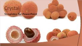  Presentation with bunch - Audience pleasing PPT layouts consisting of bunch-of-fresh-lychees backdrop and a coral colored foreground