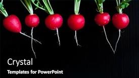  Presentation with old wooden table food - Cool new slide deck with bunch of fresh radishes on old wooden table - organic food backdrop and a black colored foreground