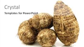  Presentation with colocasia - Colorful presentation enhanced with bunch-of-fresh-taro-root backdrop and a white colored foreground