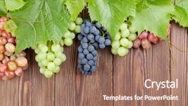  Presentation with grape vine wine grapes - Amazing theme having bunch of grapes on wooden backdrop and a coral colored foreground