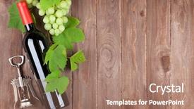  Presentation with bottle red wine - Slide set with bunch of grapes red wine background and a coral colored foreground