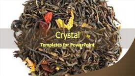  Presentation with green tea - Cool new slide set with bunch of green leaf tea backdrop and a tawny brown colored foreground