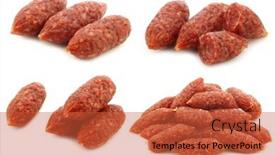  Presentation with sausages - Colorful slide set enhanced with bunch-of-mini-cervelat-sausages backdrop and a red colored foreground