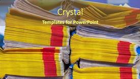  Presentation with newspaper - PPT theme having bunch-of-paper-newspaper background and a tawny brown colored foreground