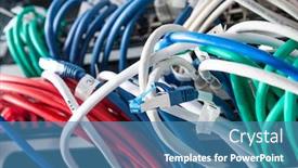  Presentation with cables - Audience pleasing PPT theme consisting of bunch-of-patch-network-cables backdrop and a teal colored foreground