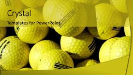  Presentation with golf ball on tee - Beautiful presentation design featuring bunch of practice golf balls backdrop and a  colored foreground
