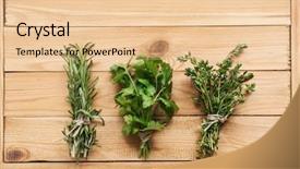  Presentation with thyme - Beautiful slide set featuring bunch of rosemary coriander backdrop and a lemonade colored foreground