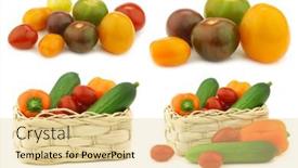  Presentation with woven - Colorful presentation design enhanced with bunch-of-snack-tomatoes backdrop and a blonde colored foreground