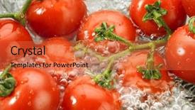  Presentation with lavendar bunch - Slide deck with bunch of tomatoes being washed background and a red colored foreground