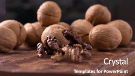  Presentation with bunch - Beautiful slide set featuring bunch of walnuts on carved backdrop and a tawny brown colored foreground