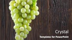  Presentation with old wood - Audience pleasing presentation design consisting of bunch-of-white-grapes-old backdrop and a dark gray colored foreground