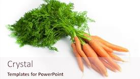  Presentation with orange green white - Cool new slide deck with bunch orange carrots with green leaves isolated over white backdrop and a lemonade colored foreground