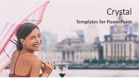  Presentation with rain city - Amazing PPT theme having bund pudong huangpu district rainy backdrop and a sky blue colored foreground