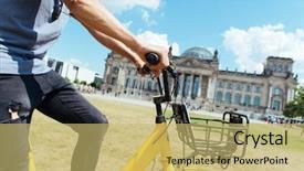  Presentation with man riding big bike motor - PPT layouts having bundestag - closeup of a young caucasian background and a yellow colored foreground