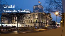  Presentation with building - Presentation theme enhanced with bundestag - reichstag building in berlin background and a ocean colored foreground