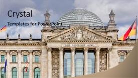  Presentation with football germany - Slide deck with bundestag - reichstag in berlin germany background and a  colored foreground