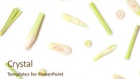  Presentation with white green - Cool new slide deck with bundle - fresh green lemongrass slices isolated backdrop and a cream colored foreground