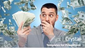  Presentation with blue and orange business people - Slide set consisting of bundle of american dollar cash background and a  colored foreground