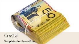 Presentation with australian dollar - Colorful PPT layouts enhanced with bundle of australian money fifty backdrop and a yellow colored foreground