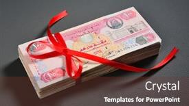  Presentation with rewards - Audience pleasing slide deck consisting of bundle-of-hundred-dirham-notes backdrop and a tawny brown colored foreground