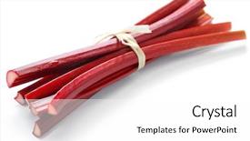  Presentation with red - Beautiful theme featuring bundle of red rhubarb stalks backdrop and a white colored foreground