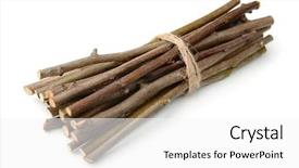  Presentation with wooden - Slides featuring bundle of wooden twigs isolated background and a white colored foreground