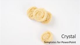 Presentation with noodles - Cool new slide deck with bundles of cooked noodles on white background backdrop and a white colored foreground